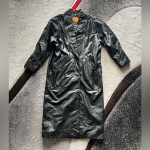 Outbrook Vintage Leather Embossed Trench Coat